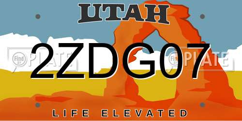 2ZDG07 Utah License Plate