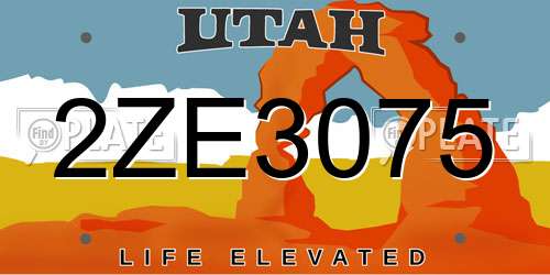 2ZE3075 Utah License Plate