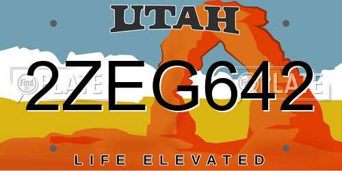 2ZEG642 Utah License Plate