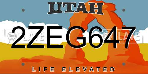 2ZEG647 Utah License Plate