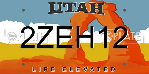 2ZEH12 Utah License Plate