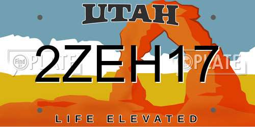 2ZEH17 Utah License Plate