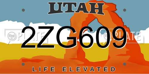 2ZG609 Utah License Plate