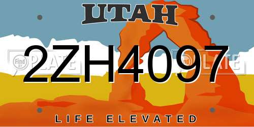2ZH4097 Utah License Plate