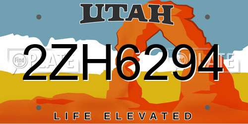 2ZH6294 Utah License Plate
