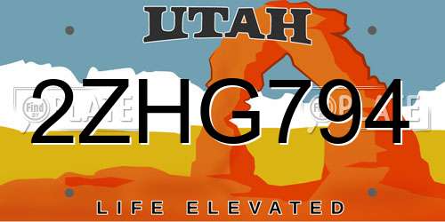 2ZHG794 Utah License Plate