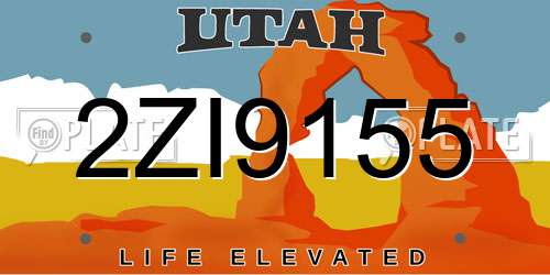 2ZI9155 Utah License Plate