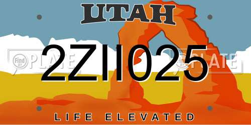 2ZII025 Utah License Plate