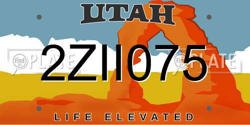 2ZII075 Utah License Plate