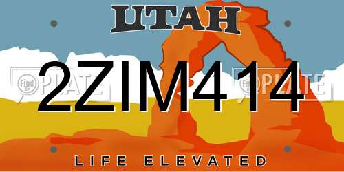 2ZIM414 Utah License Plate