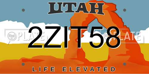 2ZIT58 Utah License Plate