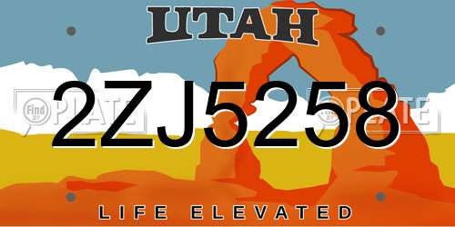2ZJ5258 Utah License Plate