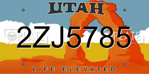 2ZJ5785 Utah License Plate