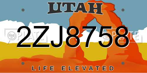 2ZJ8758 Utah License Plate