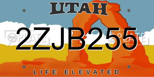 2ZJB255 Utah License Plate