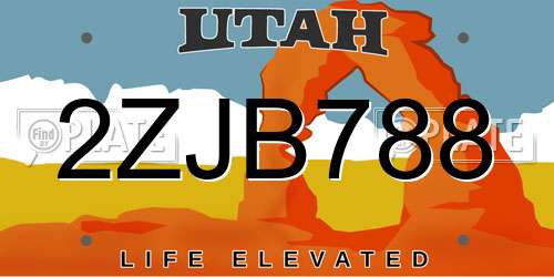 2ZJB788 Utah License Plate