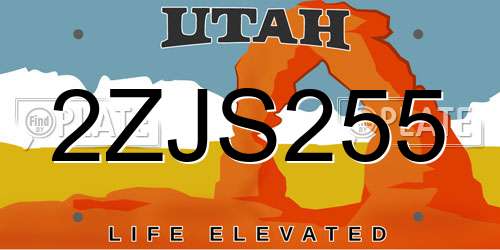 2ZJS255 Utah License Plate