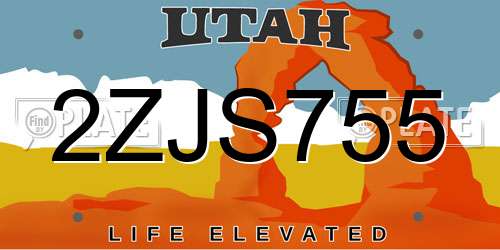 2ZJS755 Utah License Plate