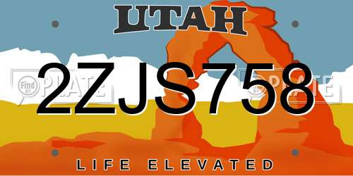 2ZJS758 Utah License Plate