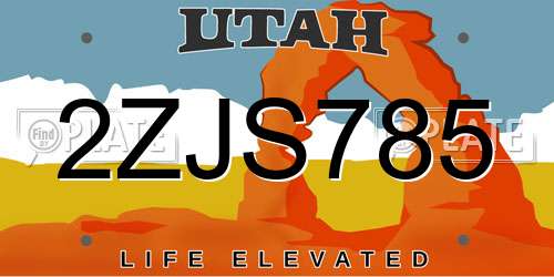 2ZJS785 Utah License Plate