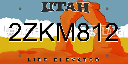 2ZKM812 Utah License Plate