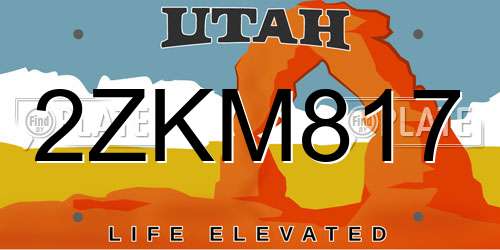 2ZKM817 Utah License Plate