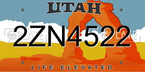 2ZN4522 Utah License Plate