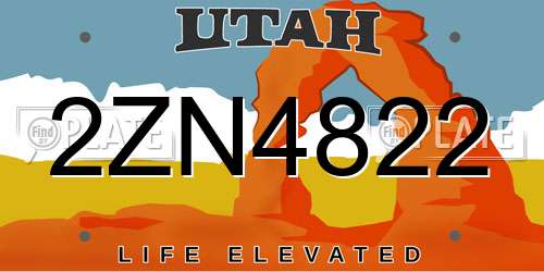 2ZN4822 Utah License Plate