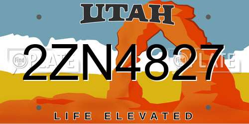 2ZN4827 Utah License Plate