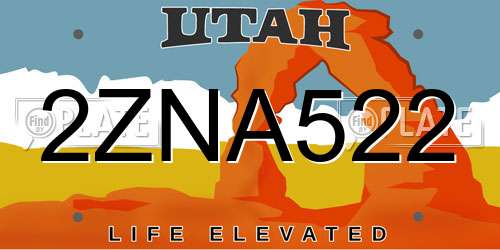2ZNA522 Utah License Plate