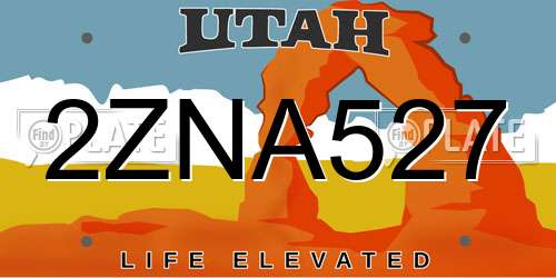 2ZNA527 Utah License Plate