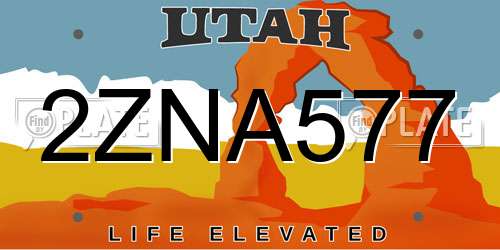 2ZNA577 Utah License Plate