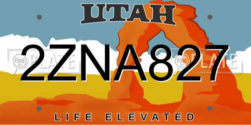 2ZNA827 Utah License Plate