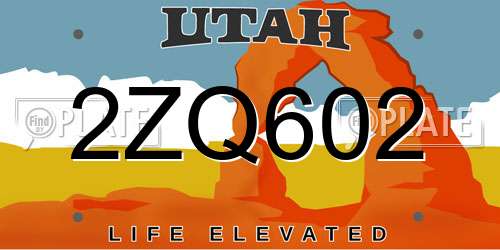 2ZQ602 Utah License Plate