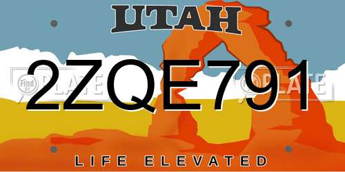 2ZQE791 Utah License Plate