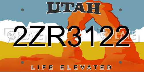 2ZR3122 Utah License Plate