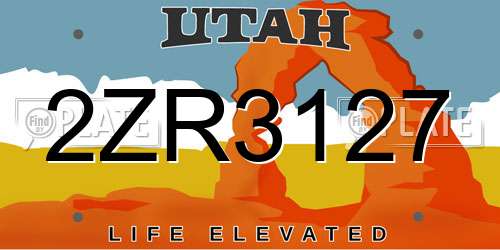 2ZR3127 Utah License Plate