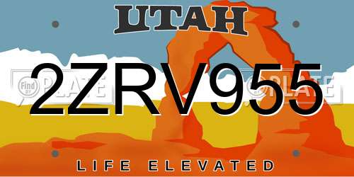 2ZRV955 Utah License Plate