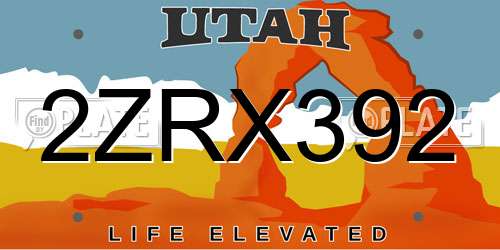 2ZRX392 Utah License Plate