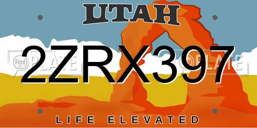 2ZRX397 Utah License Plate