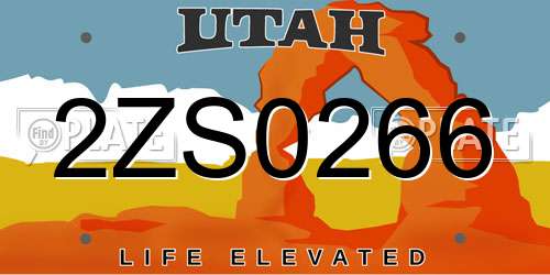 2ZS0266 Utah License Plate