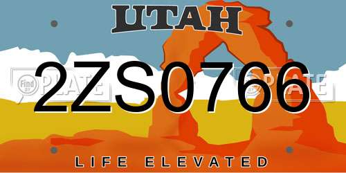2ZS0766 Utah License Plate