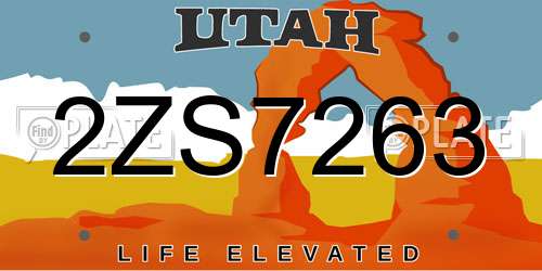 2ZS7263 Utah License Plate