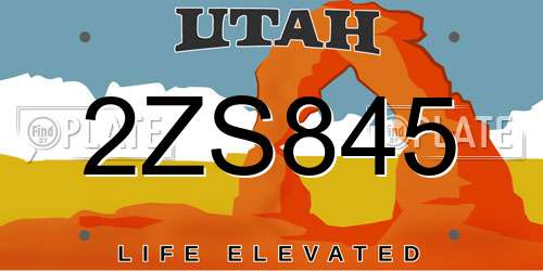 2ZS845 Utah License Plate