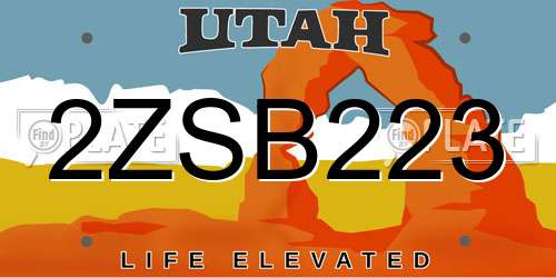2ZSB223 Utah License Plate