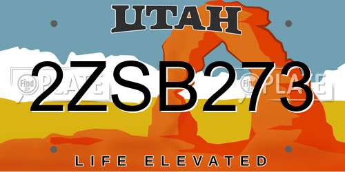 2ZSB273 Utah License Plate