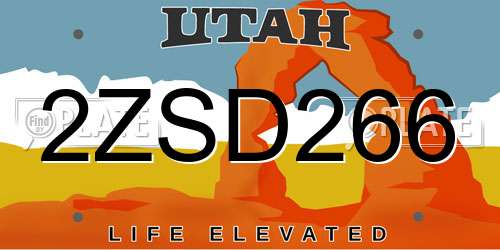 2ZSD266 Utah License Plate