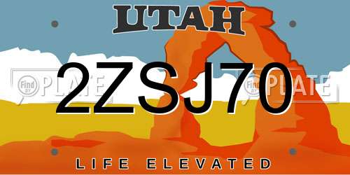 2ZSJ70 Utah License Plate