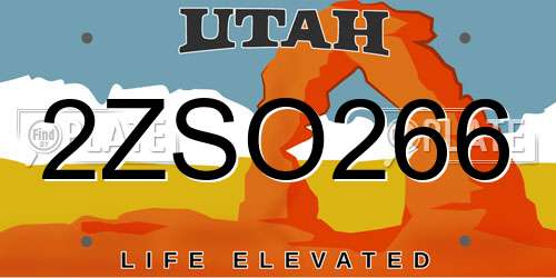 2ZSO266 Utah License Plate