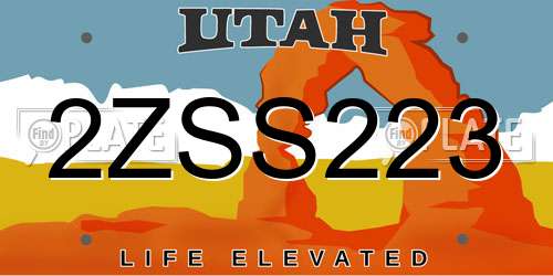2ZSS223 Utah License Plate